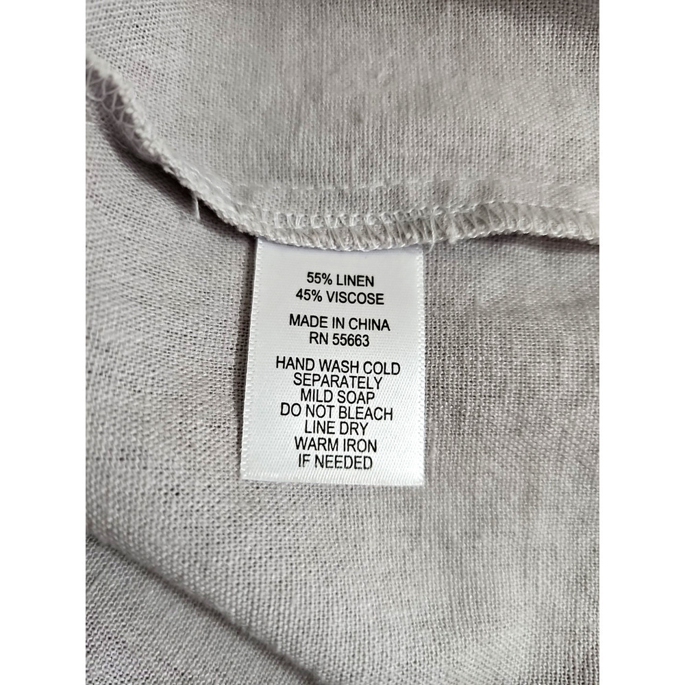 Tahari ~Woman Size S~ Gray Linen Blend Dress Pleated Coastal Roll-Up Sleeves. - Picture 15 of 15